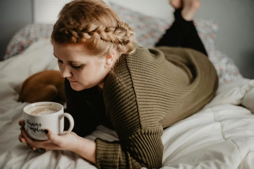 woman drinking tea to represent develop a mindful kind relationship with your anxiety